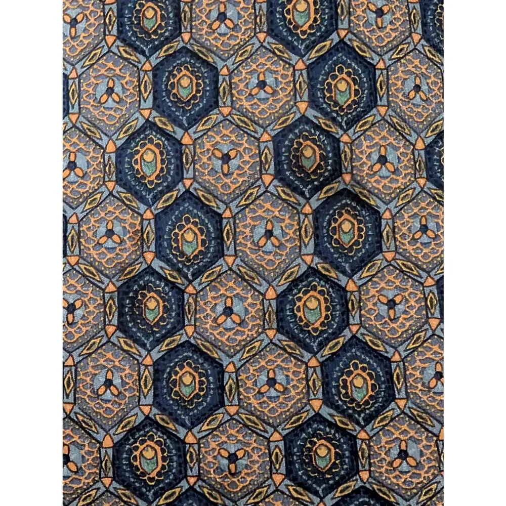 Vintage Hermès 100% Silk Men's Blue Tie With Multicolor Geometric Designs